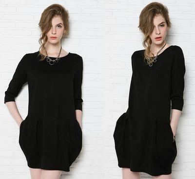 歐美秋季新款大碼連衣裙 寬松顯瘦，時(shí)尚花苞裙設(shè)計(jì)